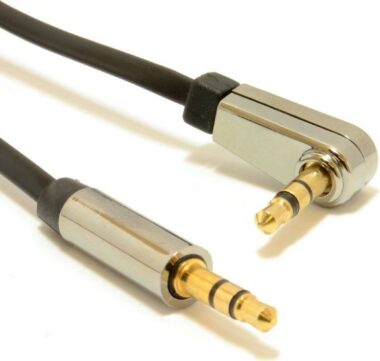 CABLU audio GEMBIRD stereo (3.5 mm jack T/T), 1.8m, conectori auriti, un conector 90 grade, black "CCAP-444L-6" (timbru verde 0.08 lei)